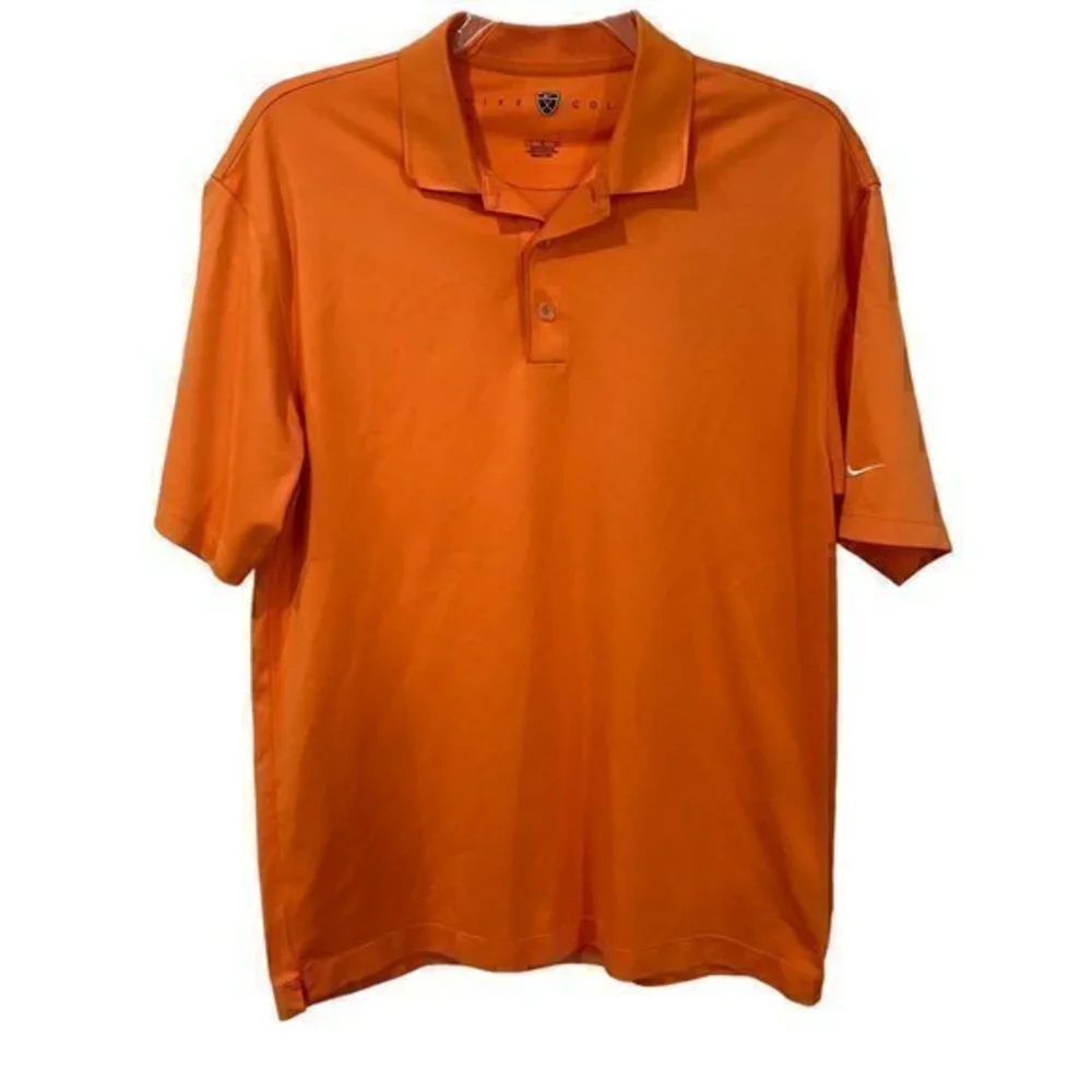 Nike Golf Mens Dri Fit Polo Shirt Orange Button Up Collar Size Large